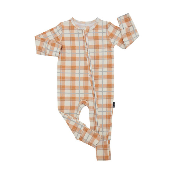 Sleeper with Fold-Over Cuffs -  Autumn Plaid