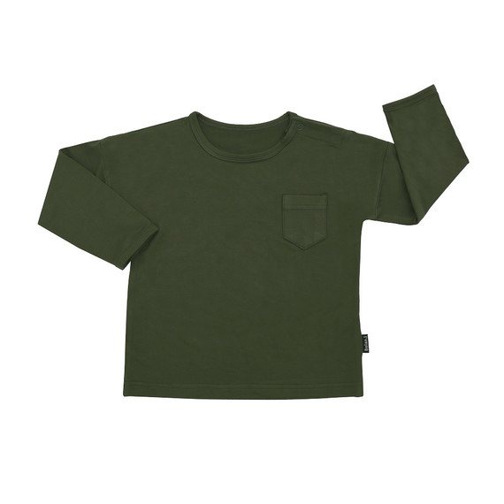 Long Sleeve Baggy Pocket Tee - Forest Green